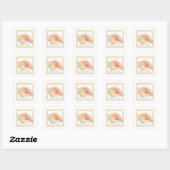 Strand Damast Conch Shell Bruiloft Envelope Seals Vierkante Sticker (Vel)