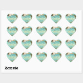 Strand "dank u" bruiloft aqua wit hart sticker (Vel)