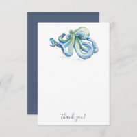 Strand Dank u Kaarten Blauwe Waterverf Octopus