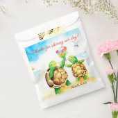 Strand Dank u, Schattig Turtle paar bruiloft Bedankzakje (Gezegeld)