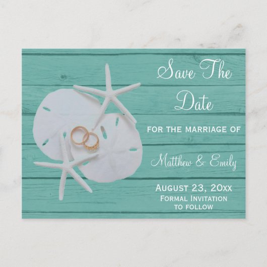 Strand Destination Wedding Sla de datum Briefkaart (Voorkant)