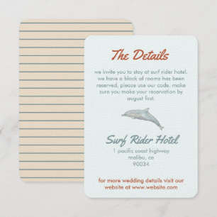 strand detail van de bruiloft informatiekaartje