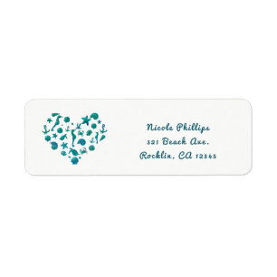 Strand Dingen Teal Waterverf Modern Chic Elegant Etiket