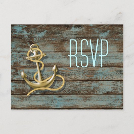 strand dock strand anchor nautical bruiloft rsvp uitnodiging briefkaart (Voorkant)