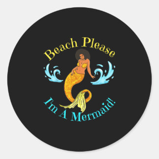 Strand een zeemeermin grappige zwarte zeemeerminne ronde sticker