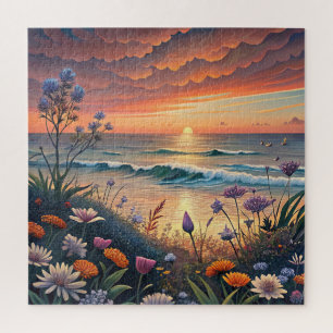 Strand en bloemen puzzel