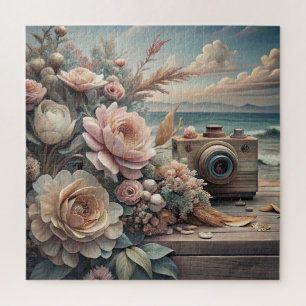 Strand en bloemen puzzel
