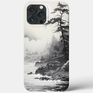 Strand en bos Inkt Stijl Graphic iPhone 13 Pro Max Hoesje