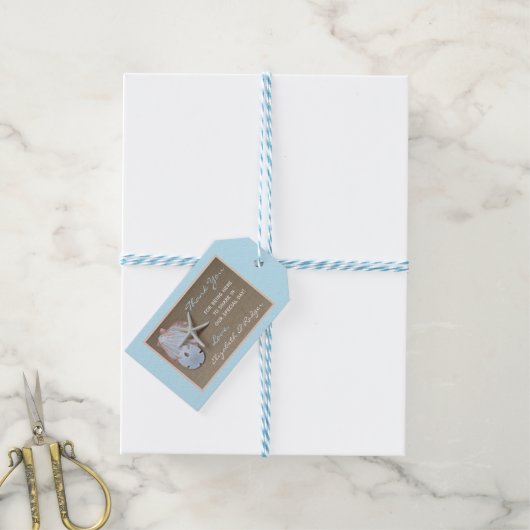 Strand en Burlap Bruiloft Dank u Favor Cadeaulabel (Met Touw)