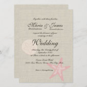 Strand en Burlap Starfish bruiloft Kaart (Voorkant / Achterkant)