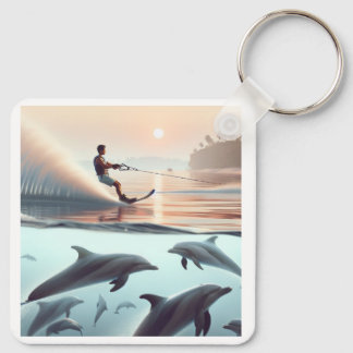 Strand en dolfijnen sleutelhanger