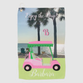 Strand en Golf Monogram Naam Golf Handdoek (Voorkant)