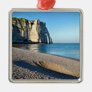strand en klif van Etretat in France Postca Metalen Ornament