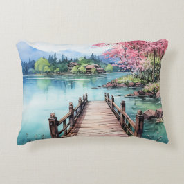 Strand en meer Waterverf achtergrond verf ontwerp Accent Kussen