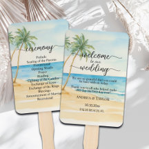 Strand en Palm Trees Wedding Program Ceremonie