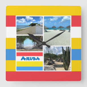 Strand en woestijn Aruba Vierkante Klok