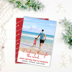 Strand en zand Kerstmis Feestdagenkaart
