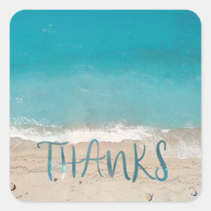 Strand foto Bedankt Vierkante Sticker