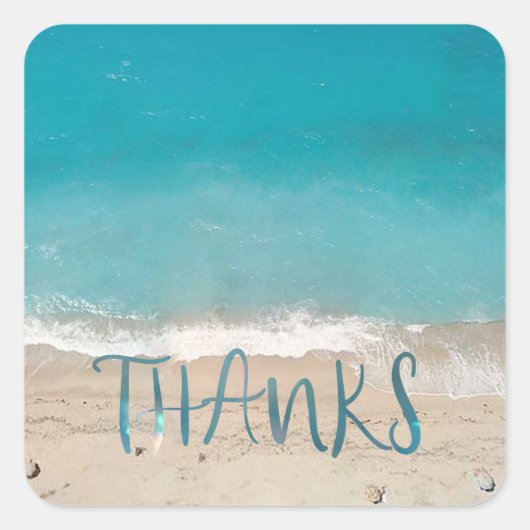 Strand foto Bedankt Vierkante Sticker (Voorkant)