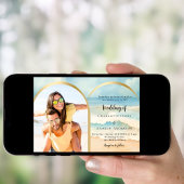 Strand foto boog bruiloft kaart