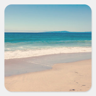 Strand Foto Oceaan Blauwe Scène Vierkante Sticker