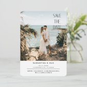 Strand fotohuwelijk Bewaar de datum Save The Date (Staand voorkant)