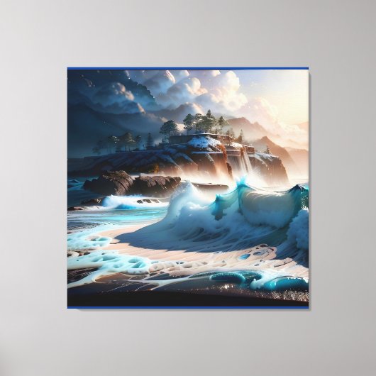 Strand Front Ocean Waves Landschap 1 Canvas Afdruk (Voorkant)