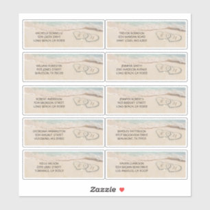 Strand Gasten Naam en adres Bruiloft Label