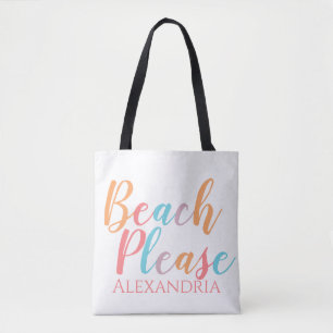 Strand Gelieve gepersonaliseerde naam strand Canva Draagtas