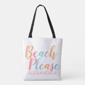 Strand Gelieve gepersonaliseerde naam strand Canva Draagtas (Achterkant)