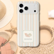 Strand gestreepte telefoonhoes – Aangepaste naam s