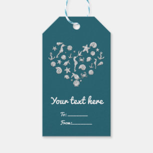 Strand Glam Diamant Hart Elegant Tropisch Favor Cadeaulabel