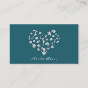 Strand Glam Diamant Hart Elegante Tropische Aangep Visitekaartje