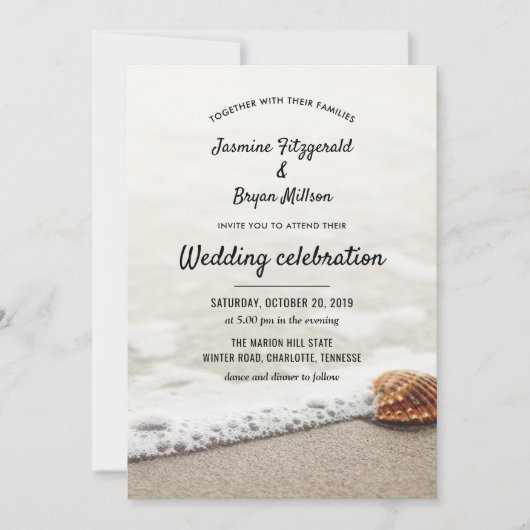 Strand golven bruiloft kaart (Voorkant)