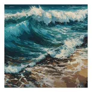 Strand Golven en Zand thema Schilderen Perfect Poster