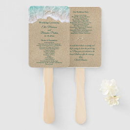 Strand golven en zeesterren bruiloft programma Fan Handwaaier