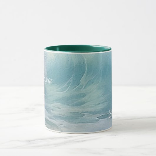 Strand golven schilderen gepersonaliseerd mok (Midden)