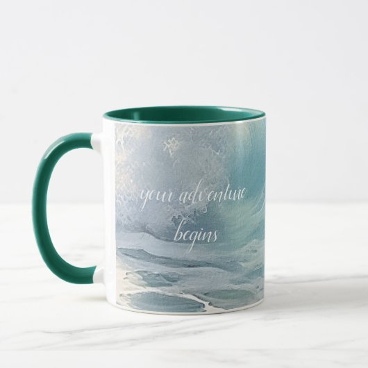 Strand golven schilderen gepersonaliseerd mok (Links)