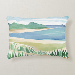 Strand Gras Baai   Aquarel Oceaan Kust Zee Accent Kussen