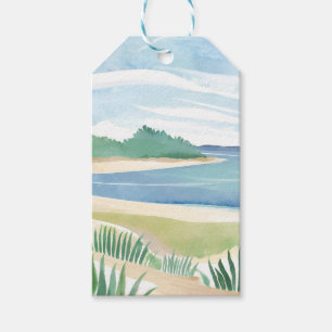 Strand Gras Baai Aquarel Oceaan Kust Zee Cadeaulabel