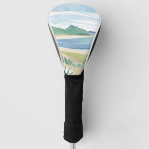 Strand Gras Baai Aquarel Oceaan Kust Zee Golfheadcover