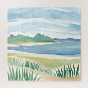 Strand Gras Baai Aquarel Oceaan Kust Zee Legpuzzel