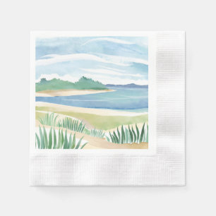 Strand Gras Baai Aquarel Oceaan Kust Zee Servet
