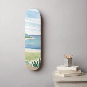 Strand Gras Baai Aquarel Oceaan Kust Zee Skateboard