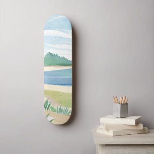 Strand Gras Baai Aquarel Oceaan Kust Zee Skateboard