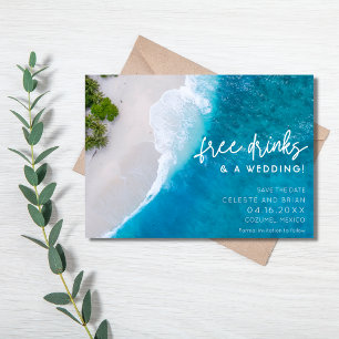 Strand Gratis Dranken Trouwfoto Save the Date