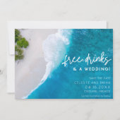 Strand Gratis Drankjes Trouwfoto Save the Date (Voorkant)