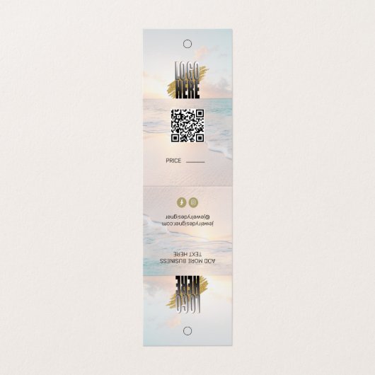 Strand Hangende Vertoningsprijs Label met QR en Lo Visitekaartjes (Buitenkant ongevouwen)