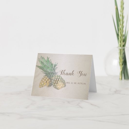Strand Huwelijk Ananas Bedankkaart (Voorkant)
