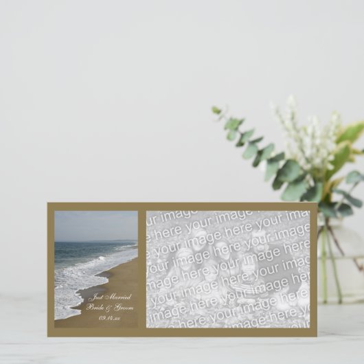 Strand Huwelijk Net Getrouwd Aankondiging (Staand voorkant)